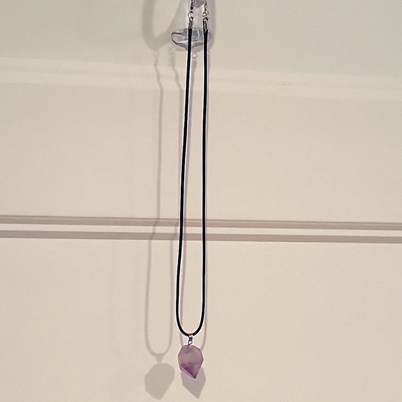 Amethyst healing stone on adjustable 18-in waxed cord Reiki, Chakra, yoga Purple - Picture 3 of 5